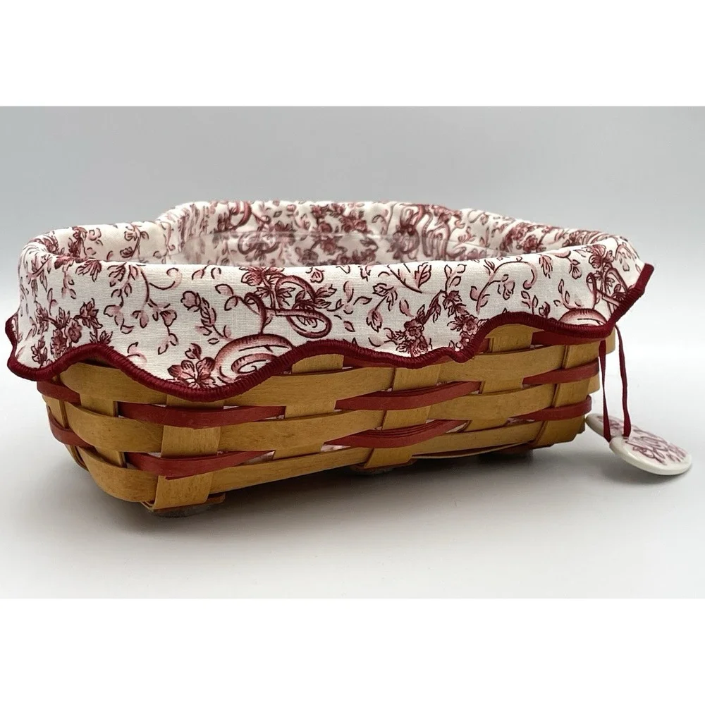 Vintage 1999 Longaberger Love Letters Sweetheart Basket Liner Protector Tie On